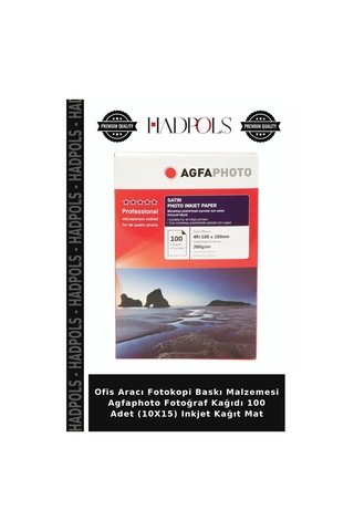 Ofis Aracı Fotokopi Baskı Malzemesi Agfaphoto Fotoğraf Kağıdı 100 Adet 10x15 Inkjet Kağıt Mat