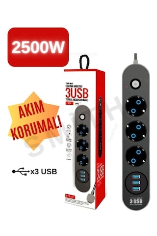 Viatom Ftr-01 2x Usb 3lü 2 M Metre Çocuk Akım Korumalı Pr