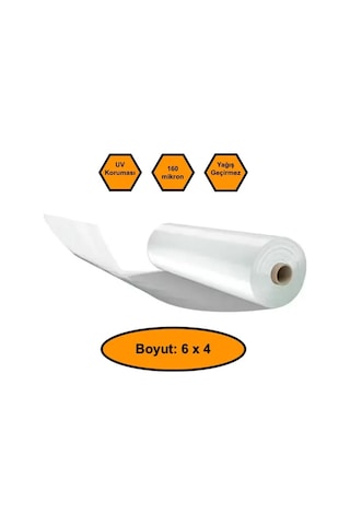160 Micron Naylon Örtü, Şeffaf Su Geçirmez Naylon, 6x4 Metre
