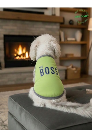 Yeşil The Boss Patron Yazılı Kedi Ve Köpek Kıyafeti Tişörtü Elbisesi Medium/m/beden 2