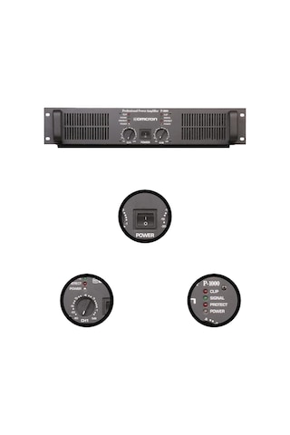 Omcron P-1000 2x500w Çift Çıkışlı Stereo Power Anfi, Siyah