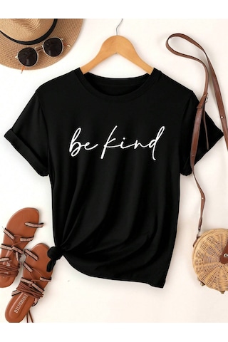 Flood Of Style Unisex Siyah Be Kind Baskılı Oversize