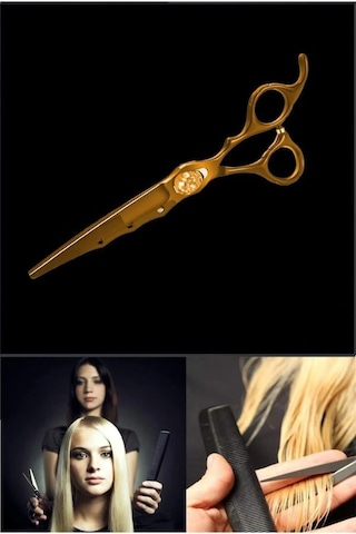 Dış Bükey Düz Uçlu Saç Kesim Makası Kurukafa Karamel