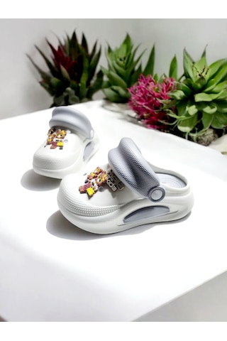 Eva Döngülü Sevimli Ayı Sticker Deniz,havuzi,plaj Terliği Gri