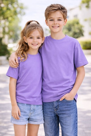 Zuzunga Unisex Basic Kısa Kollu Çocuk T-shirt Mor
