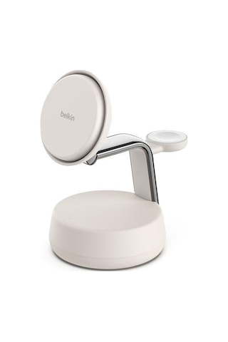 Belkin Wız040kqsd Boostcharge Pro 3-in-1 Qi2 Magsafe Uyumlu 25w Manyetik Şarj Standı Bej