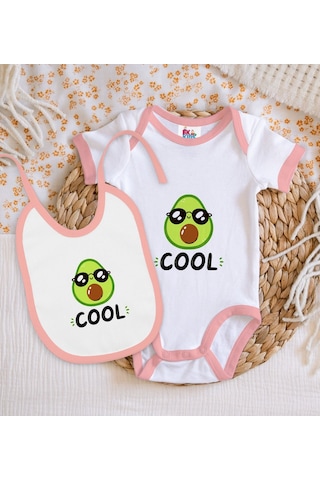 Bk Kids Cool Tasarımlı Pembe Bebek Body Zıbın Ve Mama Önlüğü Hedi Çok Renkli