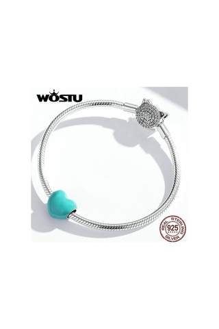 Novahub 925 Ayar Gümüş Kalp Şekli Boncuk Fit Bilezik, Pembe, Kırmızı, Mavi Renkli Emaye, Wostu Tasarım, Kadın Takı Pembe