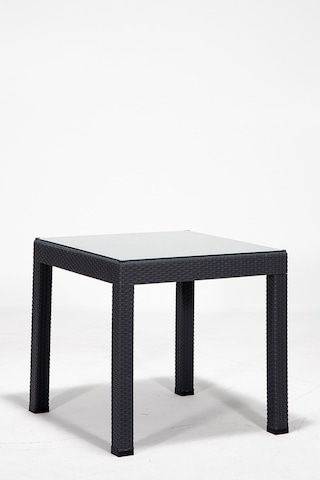 Rattan 4 Kişilik Kollu Camlı Bahçe Masa Takımı - Antrasit Siyah