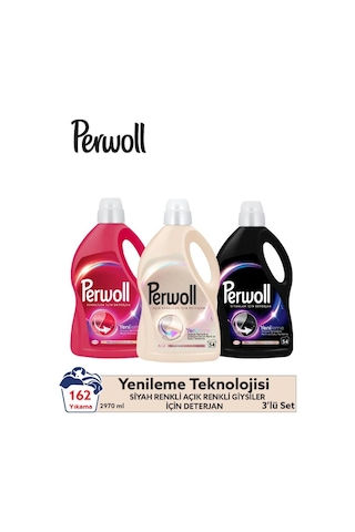 Perwoll Hassas Bakım Sıvı Çamaşır Deterjanı 3x2,97l 162 Yıkama Renkli, Siyah Ve Açık Renk Çamaşırlar İçin 2970 ML