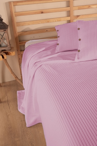 Tek Kişilik Saç Örgü Pike Seti Yatak Örtüsü Takımı 1 Adet Yastık Kılıfı 160 X 220 Cm Pembe