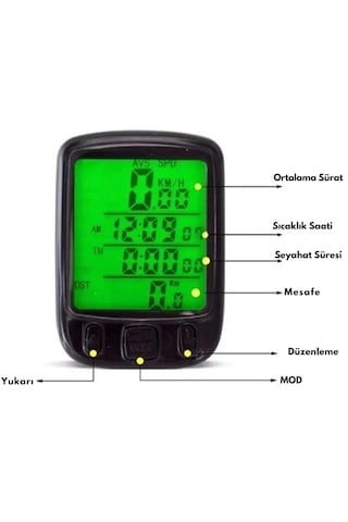 Techtic Sunding Bisiklet Km Hız Göstergesi Işıklı Led Ekranlı Siyah