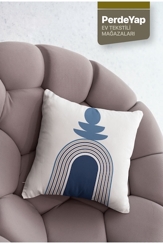 Beyaz Zemin Üzerine Lacivert Geometrik Desenli 4lü Dijital Baskıl