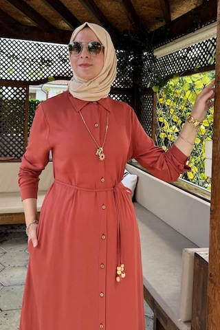 Rabia Şamlı Süreyya Gömlek Elbise Kiremit Normal