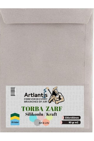 Torba Zarf 33x45 Cm Kraft 90 Gr Silikonlu 25'li 1 Paket Artlantis