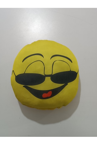 3 Lü Emoji Gözlüklü, Öpücük, Göz Kırpan 3 Lü Set Yuvarlak Boyun Yastığı Sarı