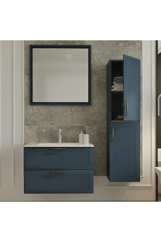 Denko Beyoğlu 35 Cm Mdf Mat Lacivert Banyo Boy Dolabı Lacivert
