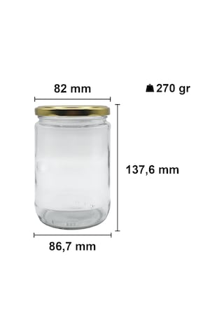 Afracam 660 Ml Metal Kapaklı Şeffaf Cam Kavanoz 12 Adet Siyah