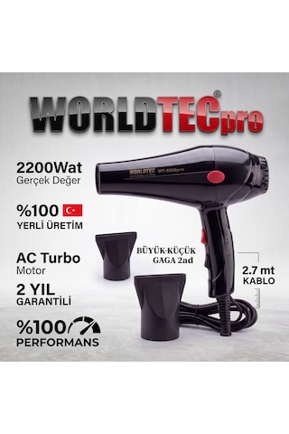 Worldtec 2200 W Turbo Profesyonel Kuaför Fön & Saç Kurutma Makinesi