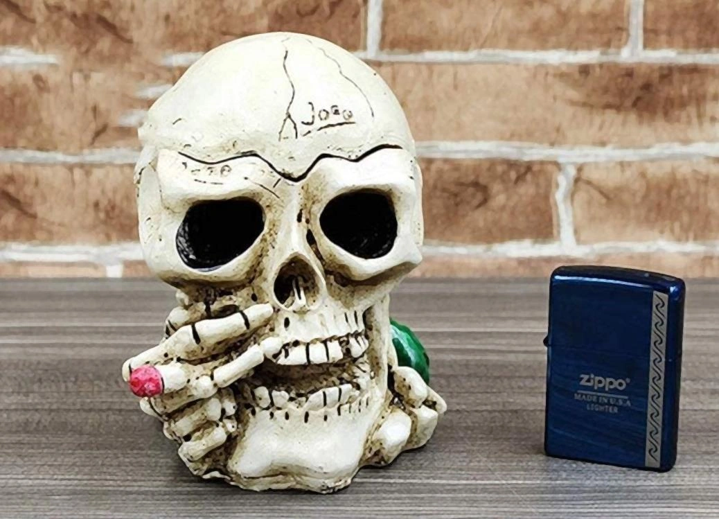 Kapaklı Reçine Kafatası Küllük Gotik Vintage Dekoratif Sigara Küllüğü Ev Ofis Masa Süsü Kurukafa 2
