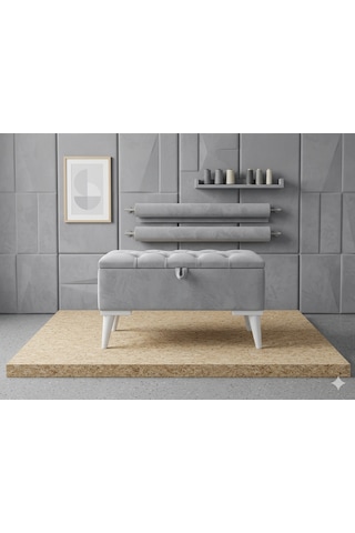 Sandıklı Puf Bench Ayakucu 65 35 Açık Gri - Bej