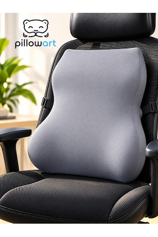 Pillowart Ortopedik Visco Sırt Bel Destek Minderi Anatomik Lomber Omurga Destekli Ergonomik Bel Yastığı