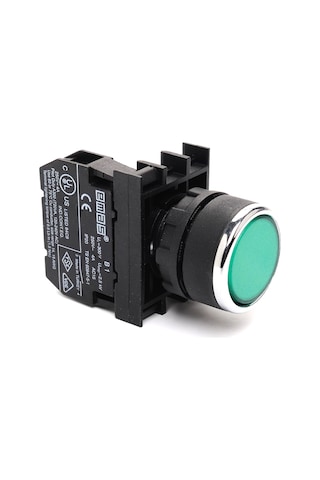 Emas B100dy Çap 22mm Yeşil Yaylı Buton 1na Kontaklı