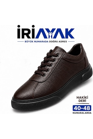İriayak Büyük Numara Hakiki Deri 45-48 / Rahat Casual Ayakkabı / Erkek - Günlük Kullanıma Uygun Kahverengi - Siyah