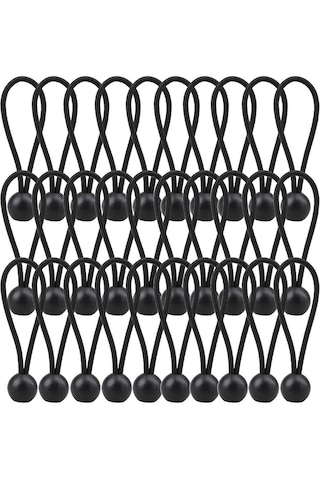 Tenfowee 30 Adet Siyah 4 İnç Kauçuk Top Kordonu, 4mm Kalınlıkta Hava Dayanıklı Bağlama Kayışı - Kamp, Çadır, Kargo, Tel Ve Hortum Sabitleme İçin Çok Renkli