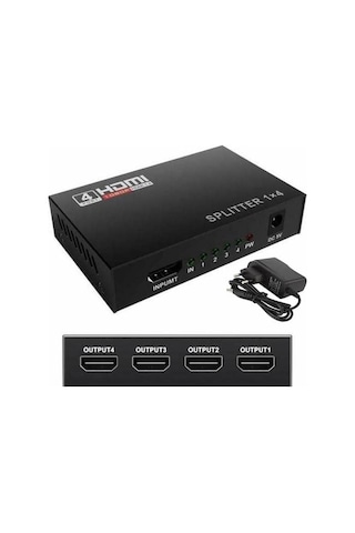 Px-5004 4 Port Hdmı Splitter, 1 Giriş 4 Çıkış Adaptörlü Hdmı Çoklayıcı, 1080p 2k 4k Fhd 3d Görüntü Dağıtıcı, Pc Laptop Uydu Alıcı Ps5 Xbox Dvr Nvr Tv Box İçin Aynı Görüntü Ekran Çoğaltıcı