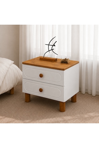 Pema Home Bohem Masal %100 Mdf Komodin Beyaz - Ceviz