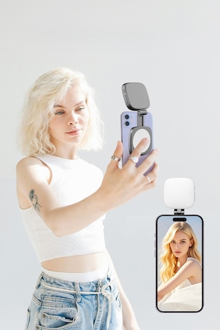 Şarjlı Aynalı Manyetik Led Selfie Işığı 3 Renk Modlu Telefon Video Çekim Ve Makyaj Işığı