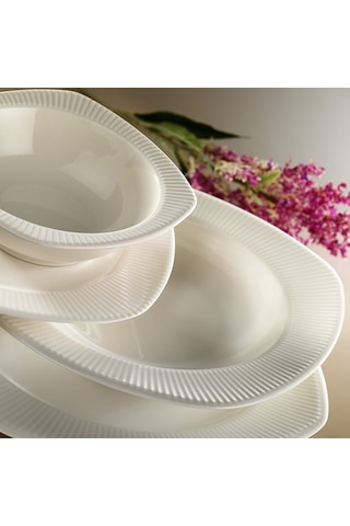 Kütahya Porselen Çisil Beyaz 12 Kişilik 48 Parça Yemek Takımı