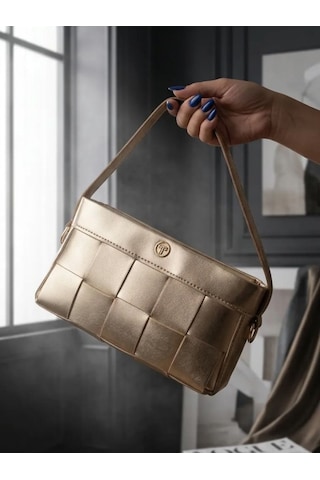 Bayi Depo Şampanya Gold Metalik Örgü Dokulu Kadın Omuz Ve Çapraz Çanta - Bayi Depom Diğer