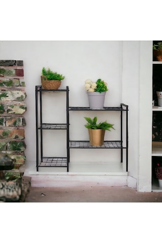 METAL AYAKLI 5 TEL RAFLI SAKSI STANDI KATLI SAKSILIK ÇİÇEKLİK