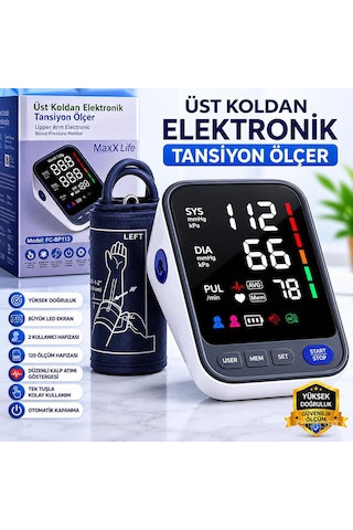 Maxx Life Üst Koldan Dijital Tansiyon Aleti Türkçe Konuşan Büyük Ekran Hafızalı Fc-bp113k