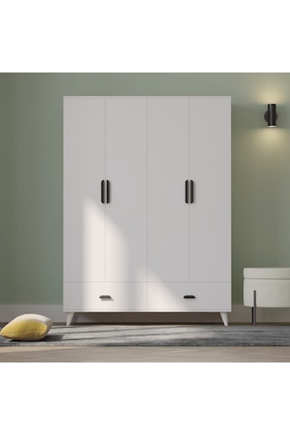 İnci 4 Kapaklı 2 Çekmeceli Gardırop