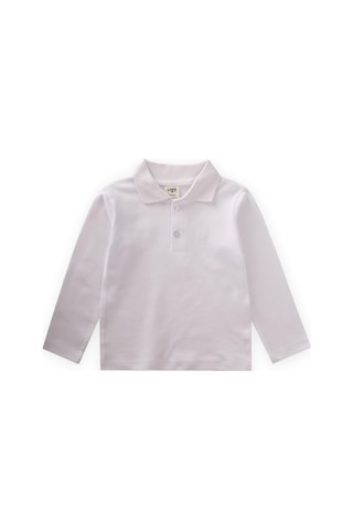 Uzun Kollu Polo Yaka T-shırt 2-14 Yaş Kırık Beyaz Kırık Beyaz