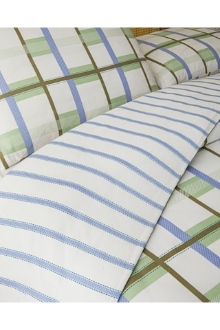 English Home Pop Grid Kolay Ütülenir Çift Kişilik Nevresim Seti 200x220 Cm Mavi - Yeşil