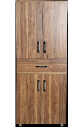 Çok Amaçlı Dolap 180 Cm Hard Parlak Ceviz Suntalem 4raf 1çekmece Kutuda Sevk El Yapım Ceviz