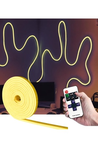 5 Metre Esnek Neon Led Şerit Dimmer Kumandalı Dekoratif Aydınlatma Seti Sb-6538 Sarı