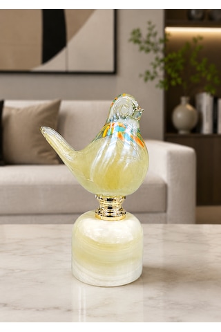 Tamamen El İşçiliği Ve Üfle İle Yapılmış 17 Cm Boyutlarında Kuş Figürü .