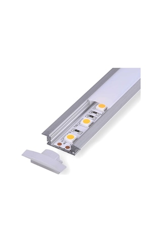 Sıva Altı Alüminyum Led Profil 2mt. Aydınlatma Dekoratif Şerit Kanalı Armatür Linear Işık Kare Kasa