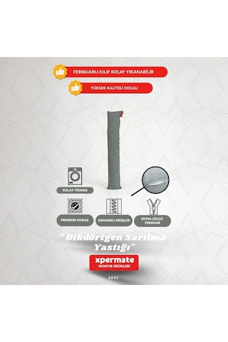 Xpermate Sarılma Yastığı, Bacak Arası Yastığı Dikdörtgen Açık Gri
