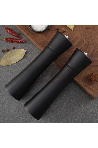 Jialan Ahşap Küçük Bel Biber Değirmeni Seti Seramik Çekirdek Siyah