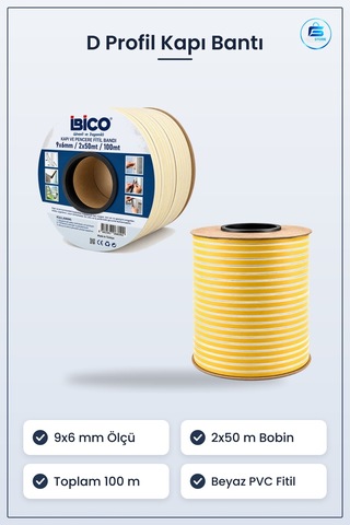 D Profil Kapı Pencere Bantı 9x6 Mm Beyaz Fitil 2x50m 100 M Rüzgar