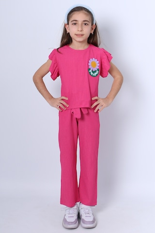 Kız Çocuk İkili Takım Fırfırlı Papatya Nakışlı F21 Siyah