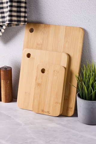 Bambu 3'lü Kesme Tahtası Seti Takımı 3 Boy 16336 Diğer