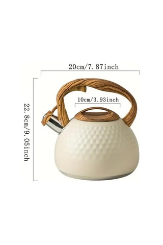 Valkyrie Modern Tasarım Düdüklü Kettle 3l Paslanmaz Çelik Ergonomik Su Isıtıcı Çaydanlık Islıklı Krem