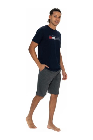 U.s. Polo Assn. Erkek Alt Üst Yuvarlak Yaka Pijama Şort Takımı Lacivert